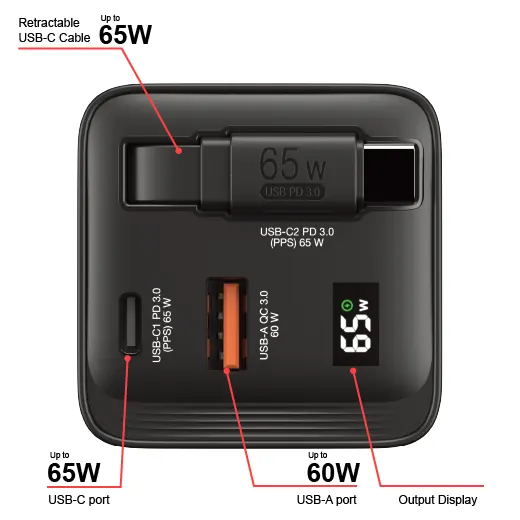 Alimentation 65w avec cable intégré — VERBATIM, vue 1