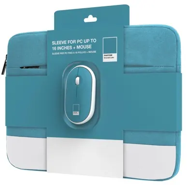 Bundle sleeve 16 pouces avec souris sans fil turquoise — PANTONE, vue 2