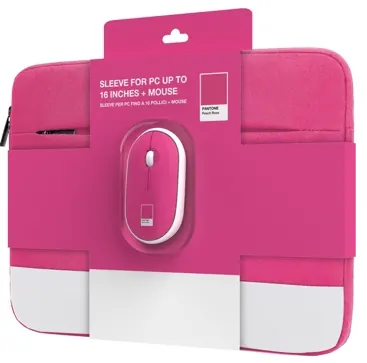 Bundle sleeve 16 pouces avec souris sans fil rose — PANTONE, vue 1