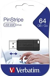 Clé USB PinStripe noire 64 Go — VERBATIM, vue 3