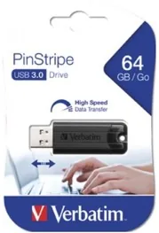 Clé USB PinStripe USB3 64 Go noire — VERBATIM, vue 2
