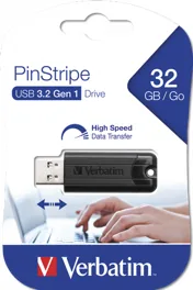 Clé USB PinStripe USB3 32 Go noire — VERBATIM, vue 2