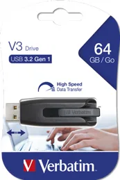 Clé USB V3 USB3 64 Go noire — VERBATIM