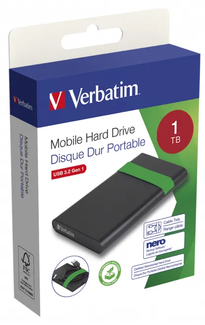 Hdd recertified 1te usb3 — VERBATIM, vue 1
