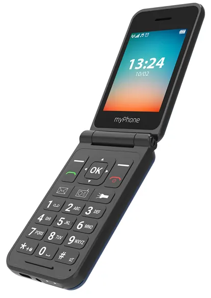 Telephone flip lte noir — MYPHONE, vue 1