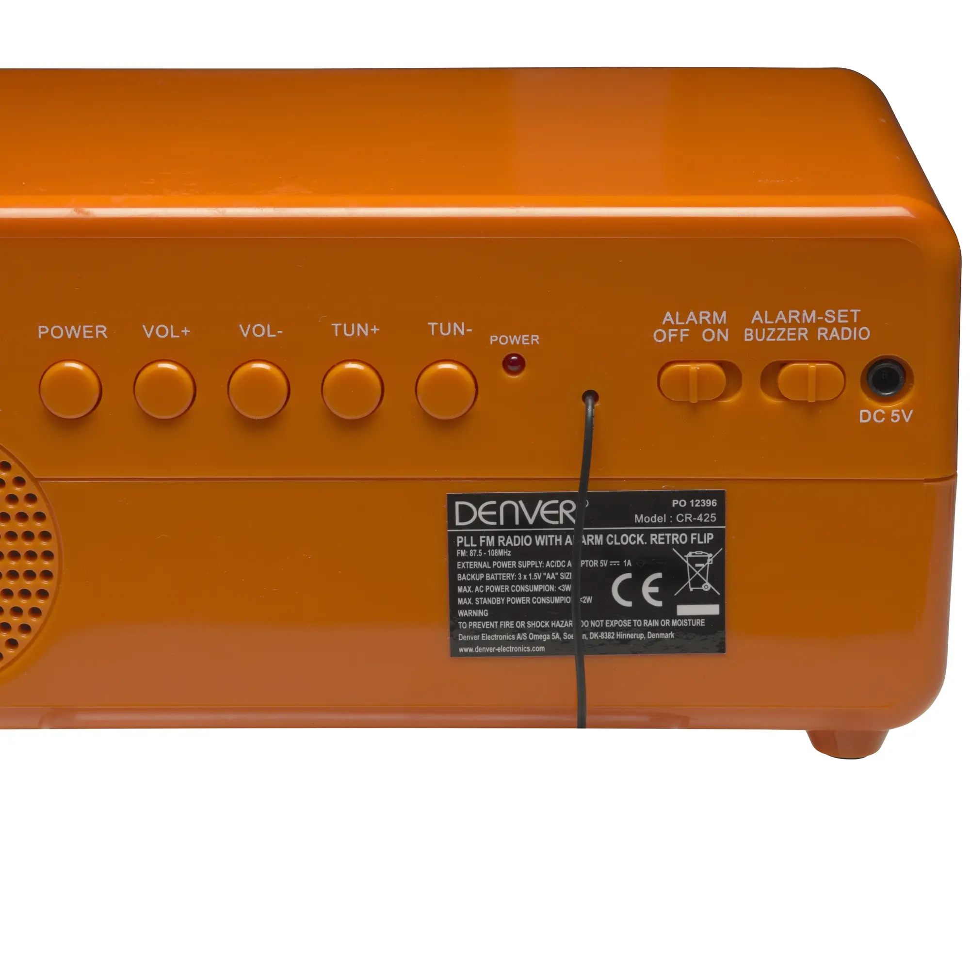 Radio Reveil Retro CR-125 Orange — DENVER, vue 2