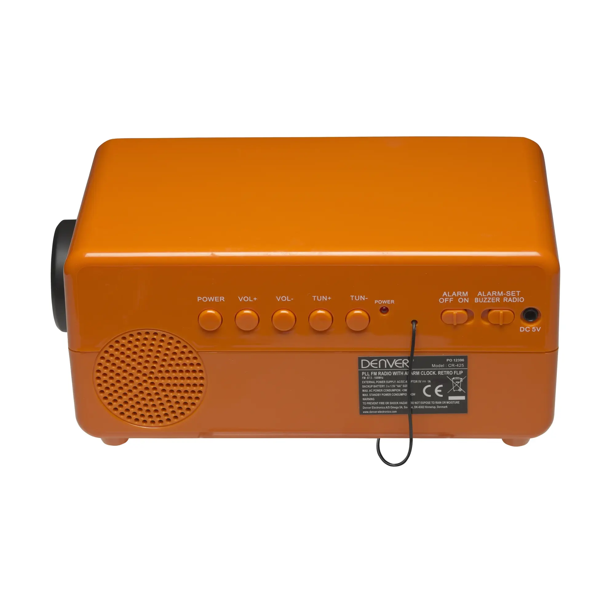 Radio Reveil Retro CR-125 Orange — DENVER, vue 5