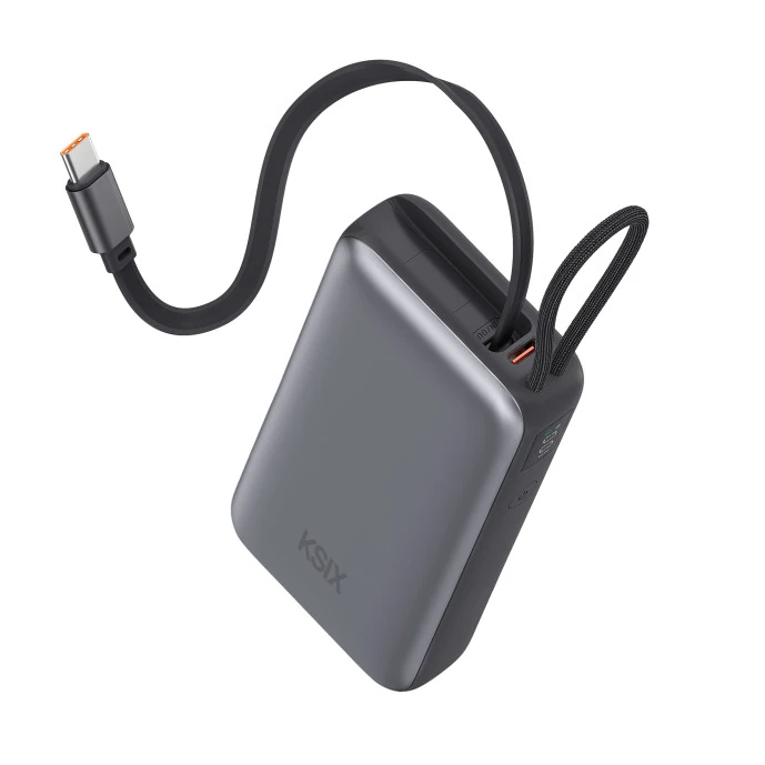 Power Bank Retractable 1000MAH Grise — KSIX, vue 1