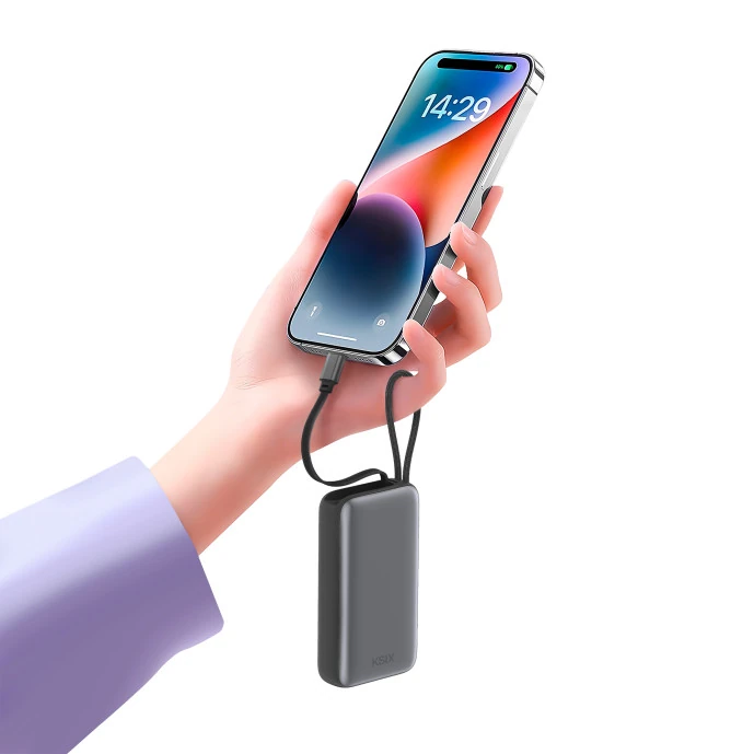 Power Bank Retractable 1000MAH Grise — KSIX, vue 6