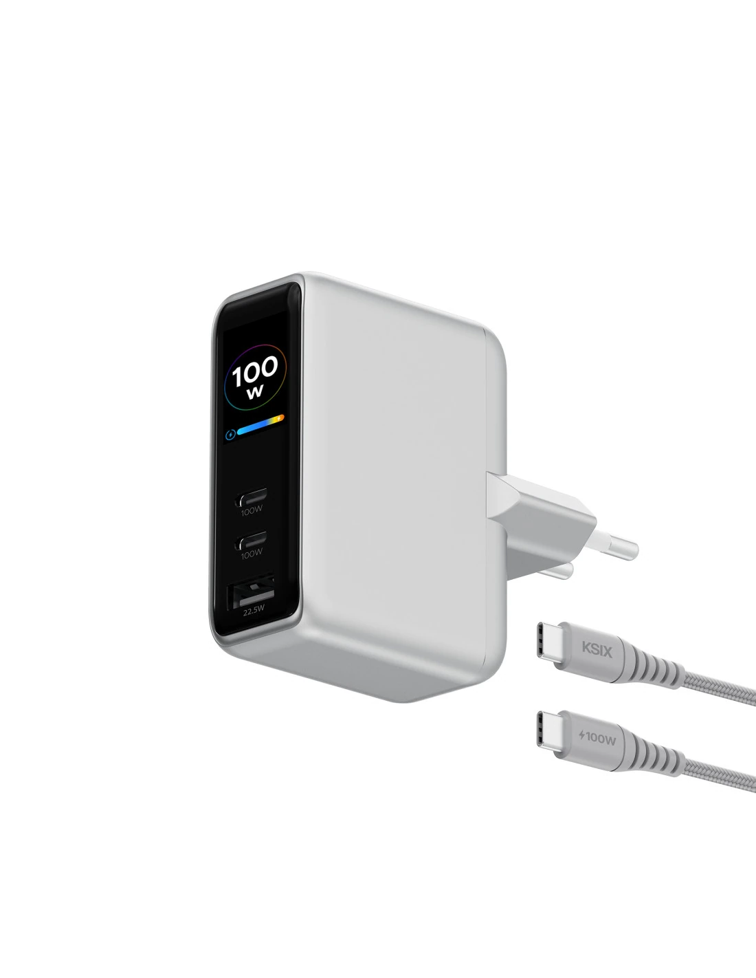Chargeur Écran Gan 100W Pd Blanc — KSIX, vue 1