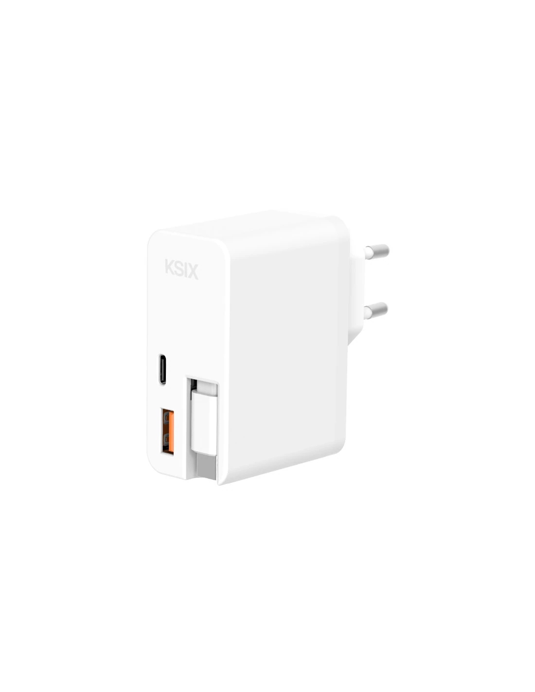 Chargeur Gan 65W Pd Avec Cable Intégré Blanc — KSIX, vue 2