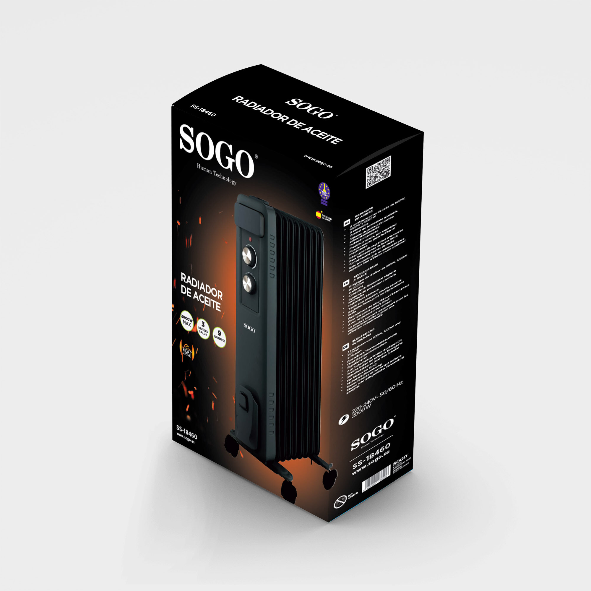 Radiateur À Huile 9 Éléments 2000W CAL-SS-18460 — SOGO, vue 4